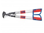 Ráčnové nůžky na kabely Al a Cu vodiče do průměru 38 mm, s teleskopickými rukojeťmi.