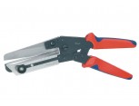 Profesionální nůžky na plastové lišty a kabelové kanály do celkové šíře110 mm s podpěrou.